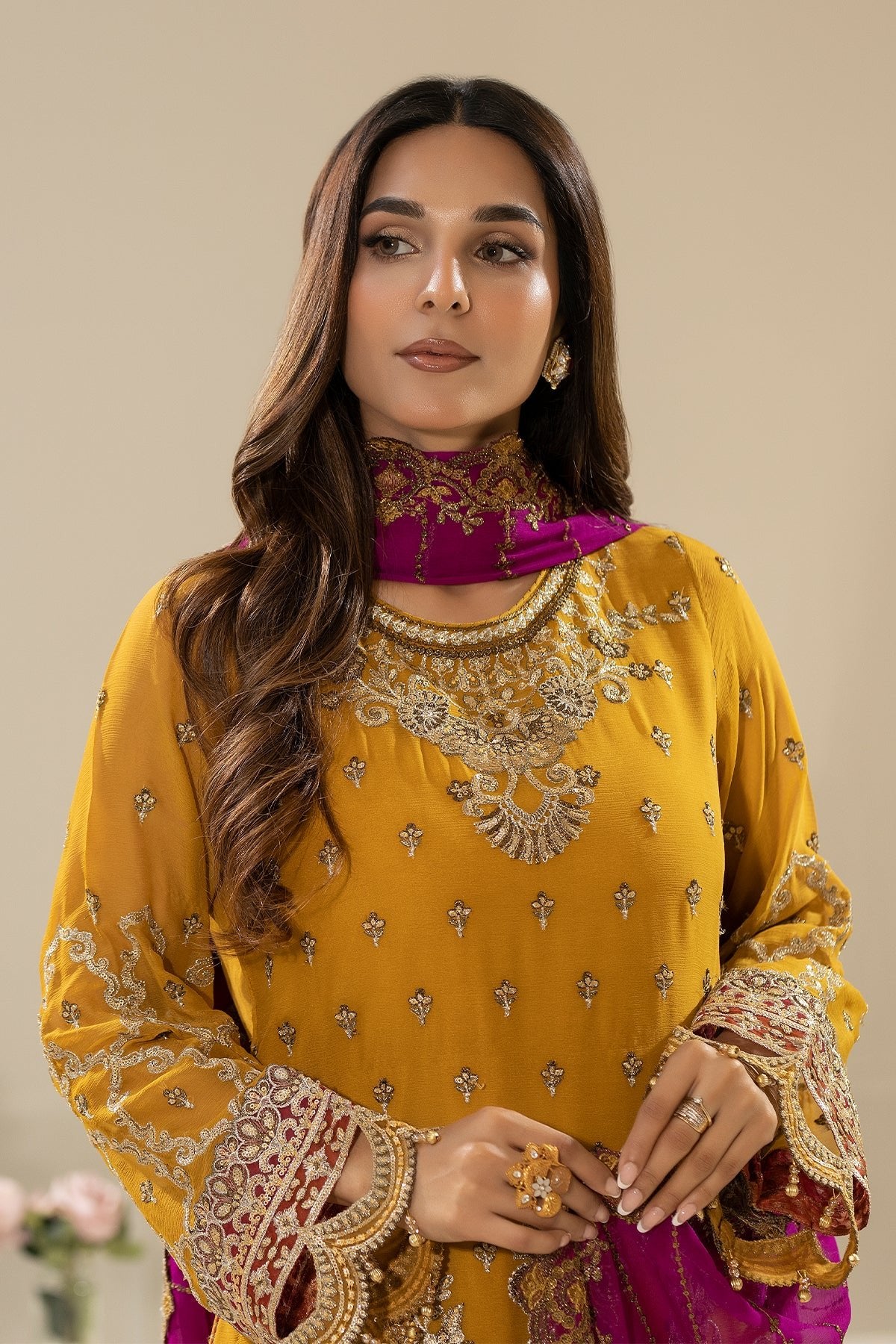 Imrozia 3Pc Embroidered Chiffon Suit M-86 ZOHAL gulbuy.com
