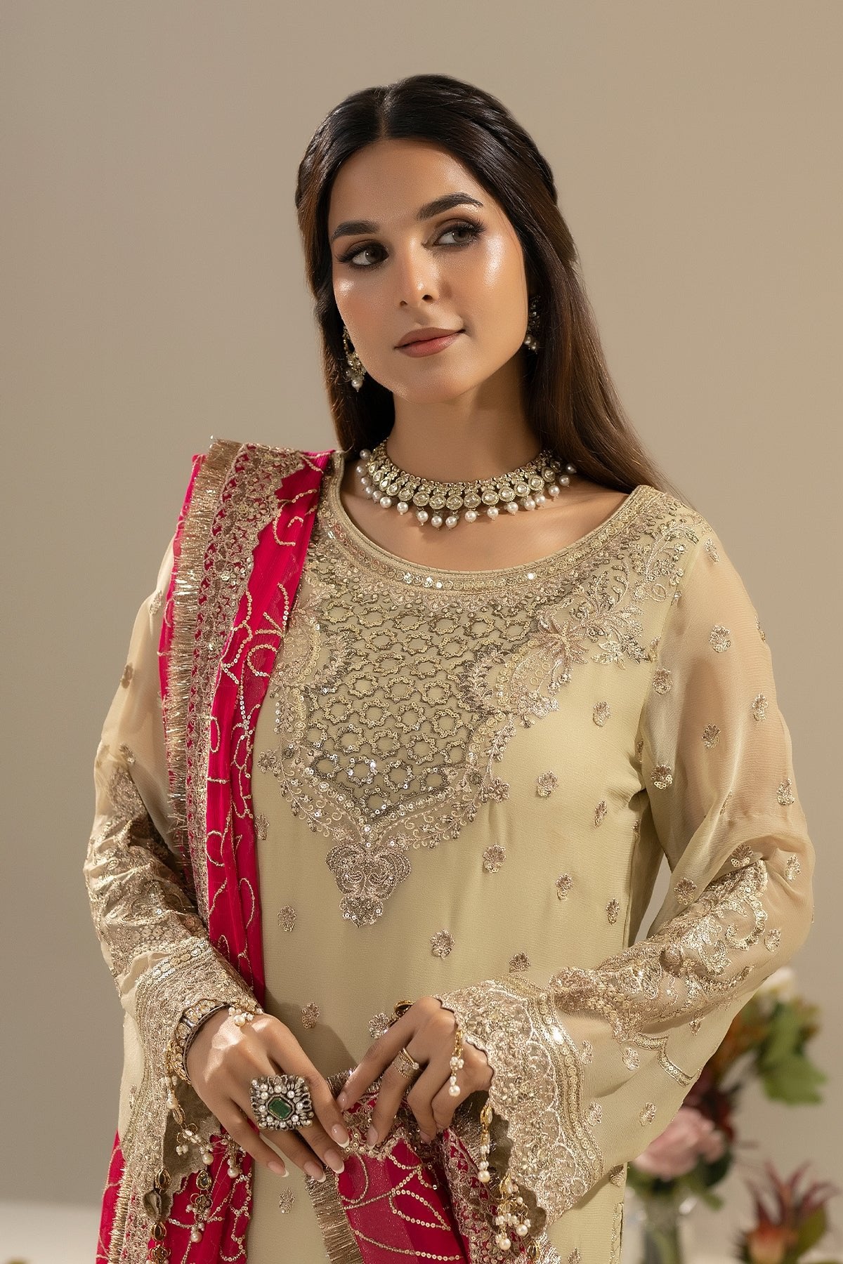 Imrozia 3Pc Embroidered Chiffon Suit M-88 RINZA gulbuy.com