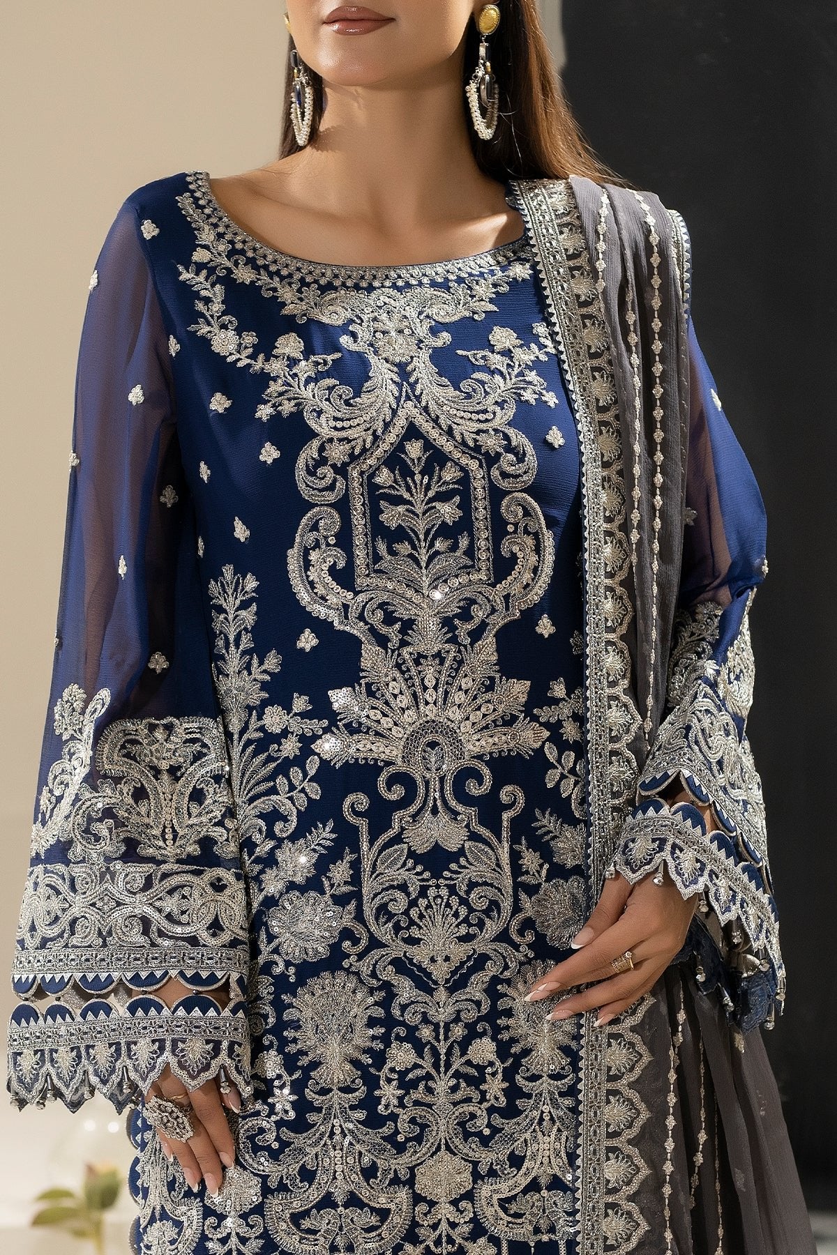 Imrozia 3Pc Embroidered Chiffon Suit M-89 LAMIYA gulbuy.com