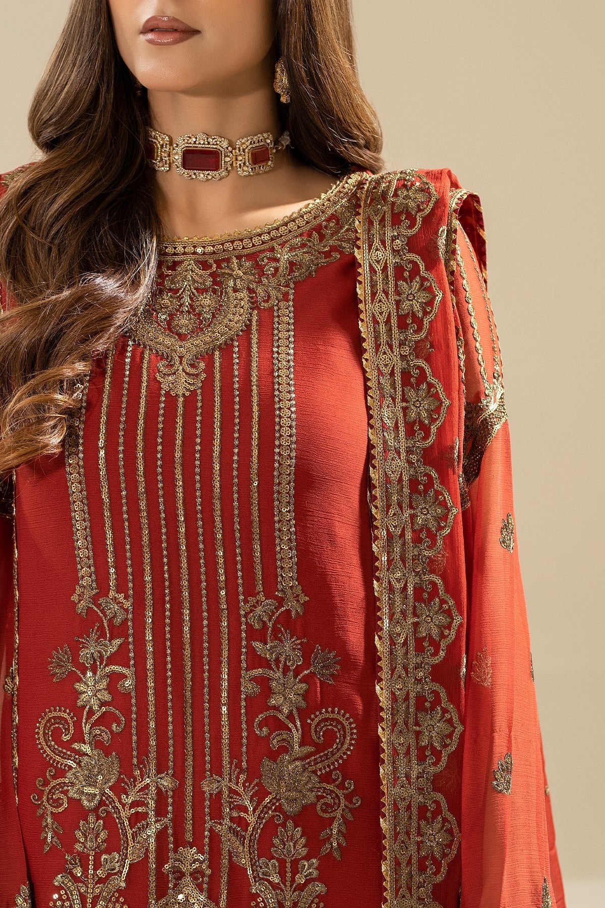 Imrozia 3Pc Embroidered Chiffon Suit M-90 AREESHA gulbuy.com