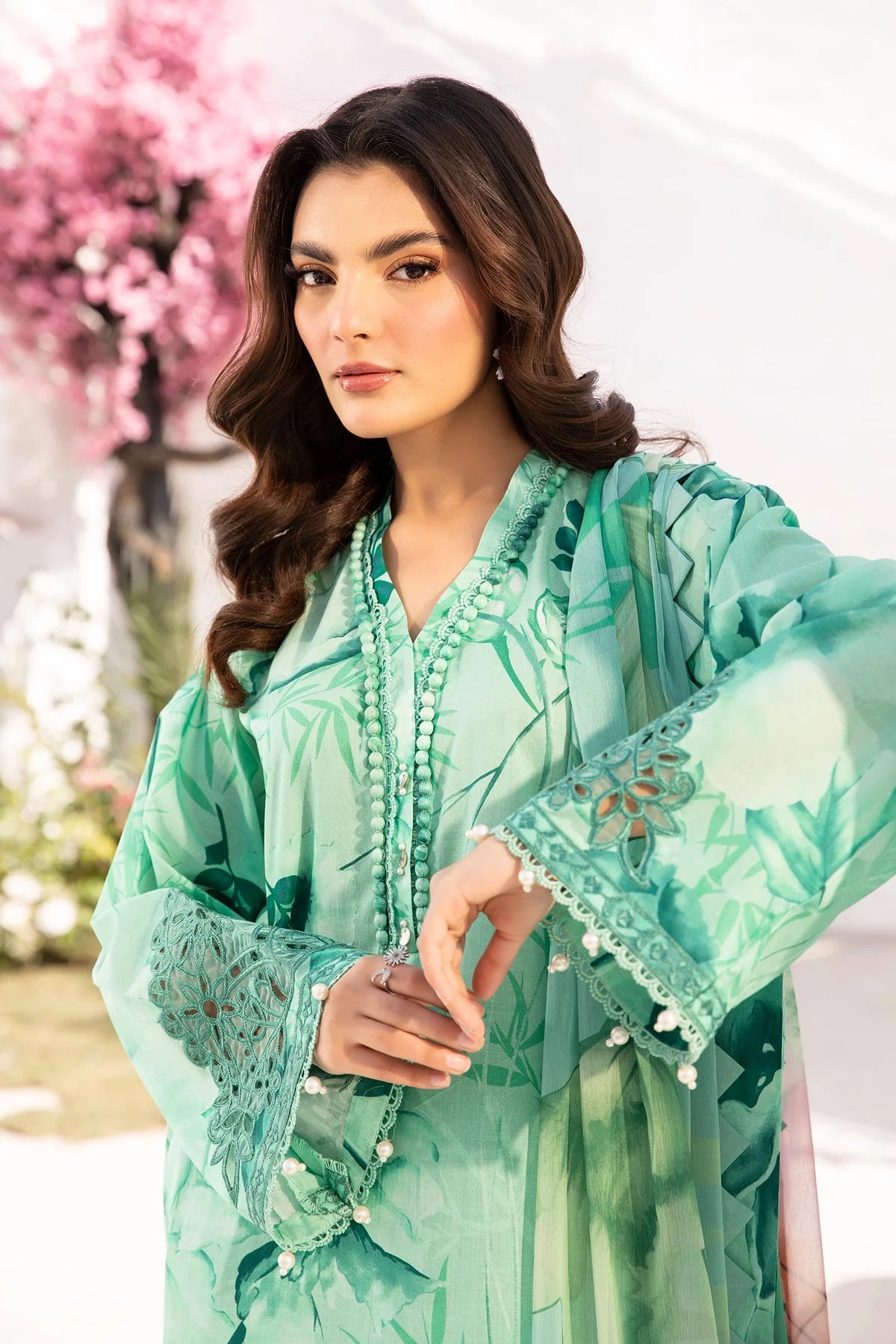 Maria B 3Pc Embroidered Lawn Suit MB-CUS25-713A gulbuy.com
