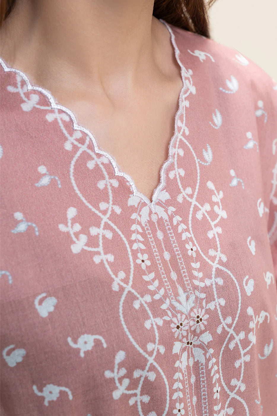 Beechtree 3Pc Printed Lawn Suit PEACH GLOW gulbuy.com