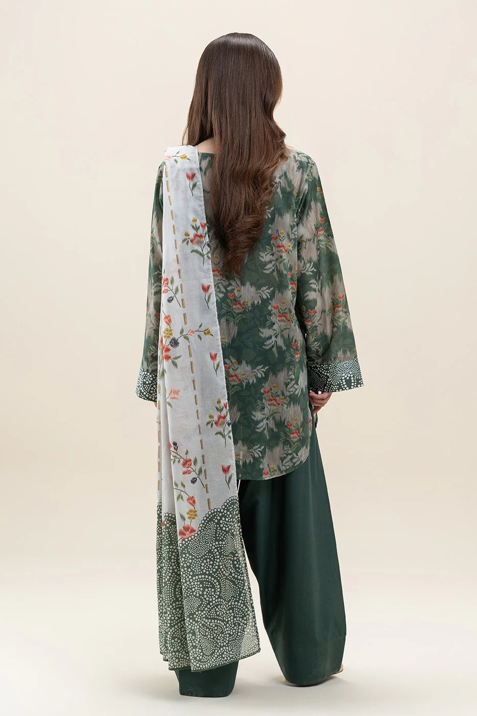 Beechtree 3Pc Printed Lawn Suit SAGE GLAM gulbuy.com