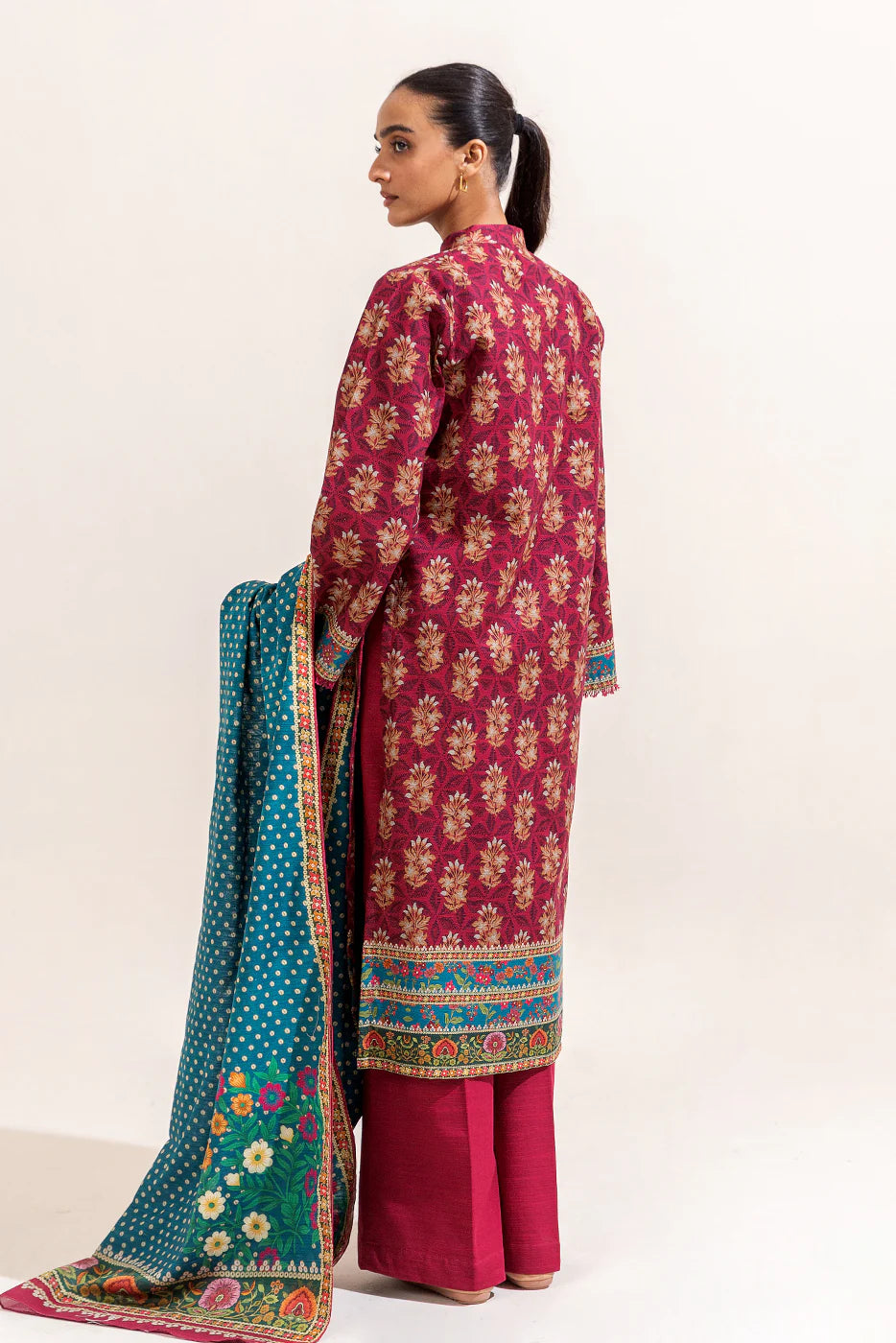 BEECHTREE 3PC PRINTED KHADDAR SUIT-MULBERRY FERN-MB22401UN005513 gulbuy.com