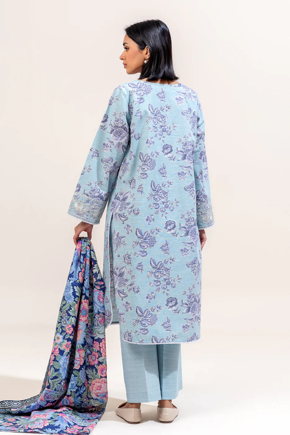 Beechtree 3Pc Embroidered Khaddar Suit MAUVE MAIZE-BLUE-2000000279455-3PC gulbuy.com