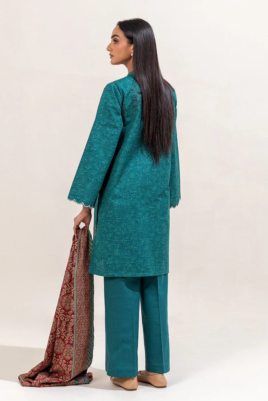 BEECHTREE 3PC EMBROIDERED KHADDAR SUIT-TEAL MUSK-MB22402UN005533 gulbuy.com