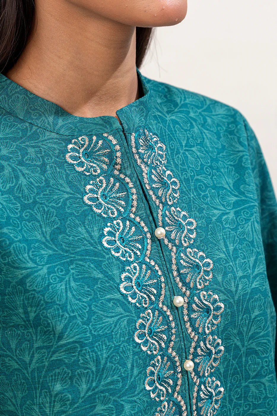 BEECHTREE 3PC EMBROIDERED KHADDAR SUIT-TEAL MUSK-MB22402UN005533 gulbuy.com