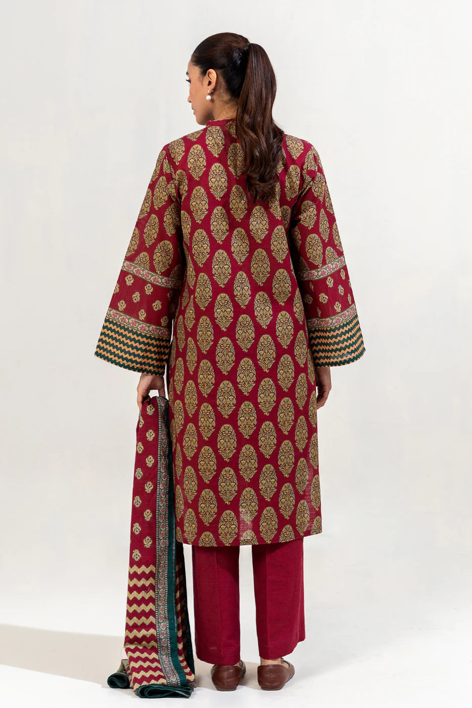 BEECHTREE 3PC PRINTED KHADDAR SUIT-ETHNIC BRICK-MB22402UN005548 gulbuy.com