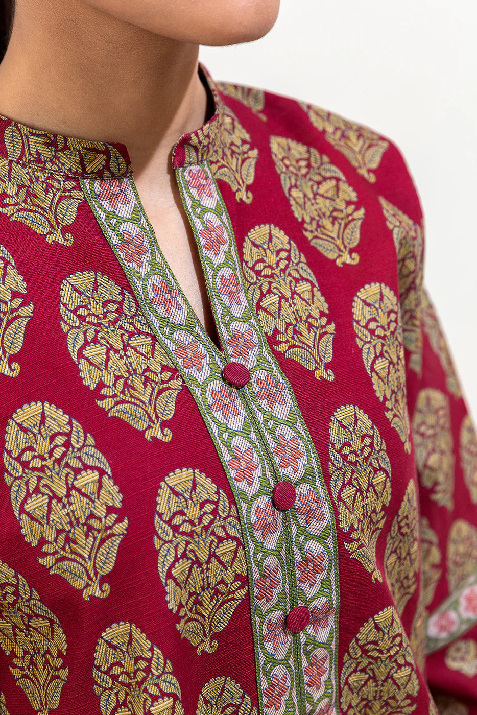 BEECHTREE 3PC PRINTED KHADDAR SUIT-ETHNIC BRICK-MB22402UN005548 gulbuy.com