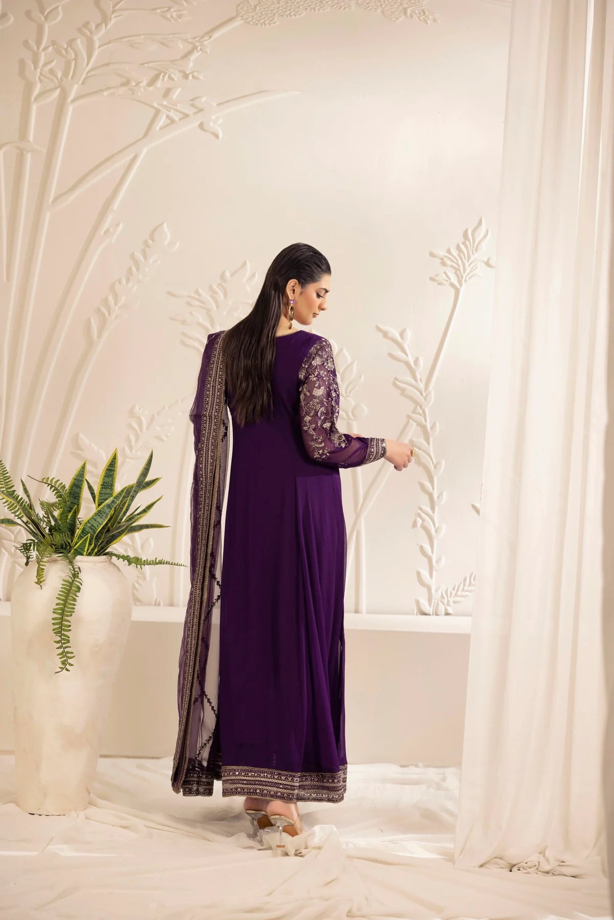 Mohagni 3Pc Embroidered Chiffon Suit MGG-102 gulbuy.com