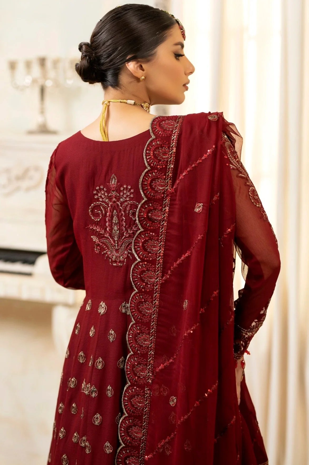 Mohagni 3Pc Embroidered Chiffon Suit ROSETTE MGL-05 gulbuy.com