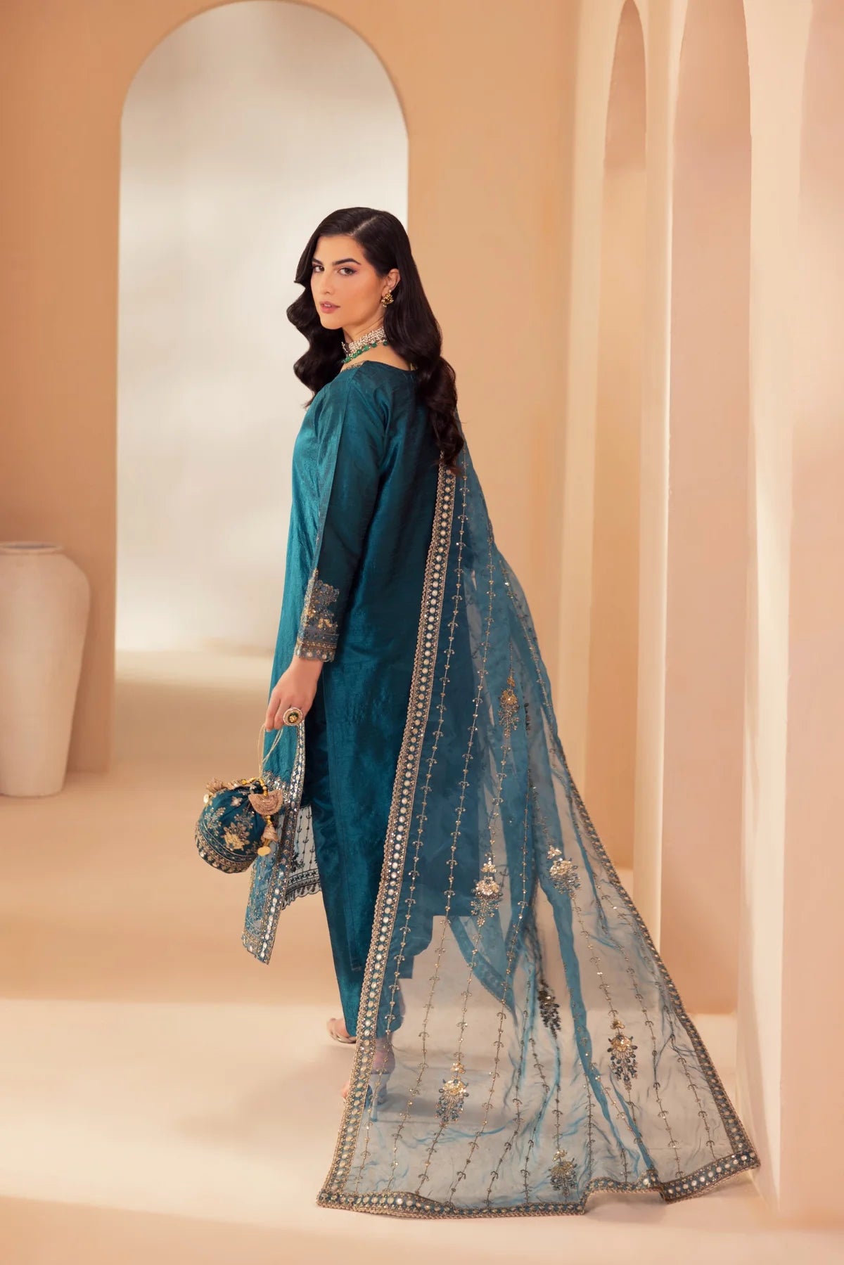 Mohagni 3Pc Embroidered Raw Slik Suit MGS-21 gulbuy.com