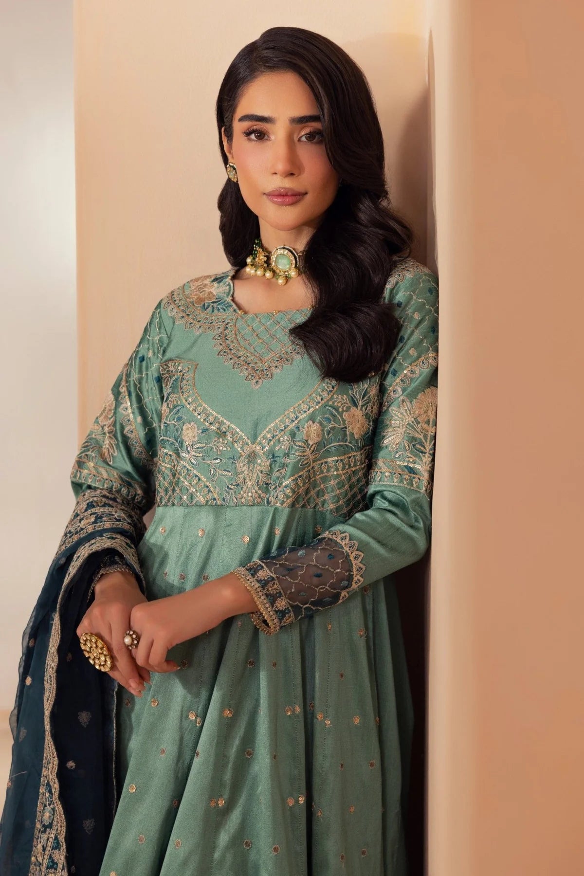 Mohagni 3Pc Embroidered Raw Slik Suit MGS-30 gulbuy.com