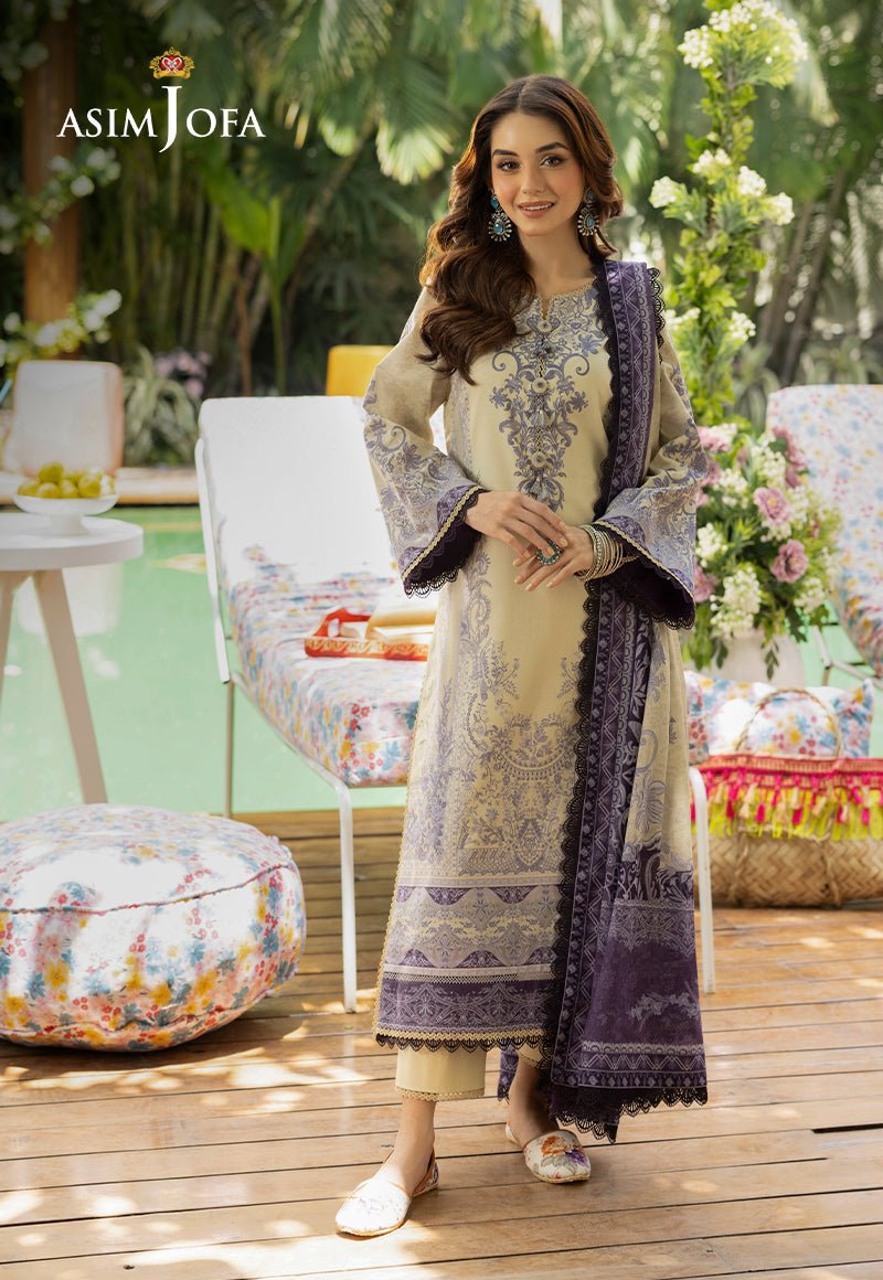 ASIM JOFA 3 PIECE PRINTED LAWN SUIT (AJGB-08)