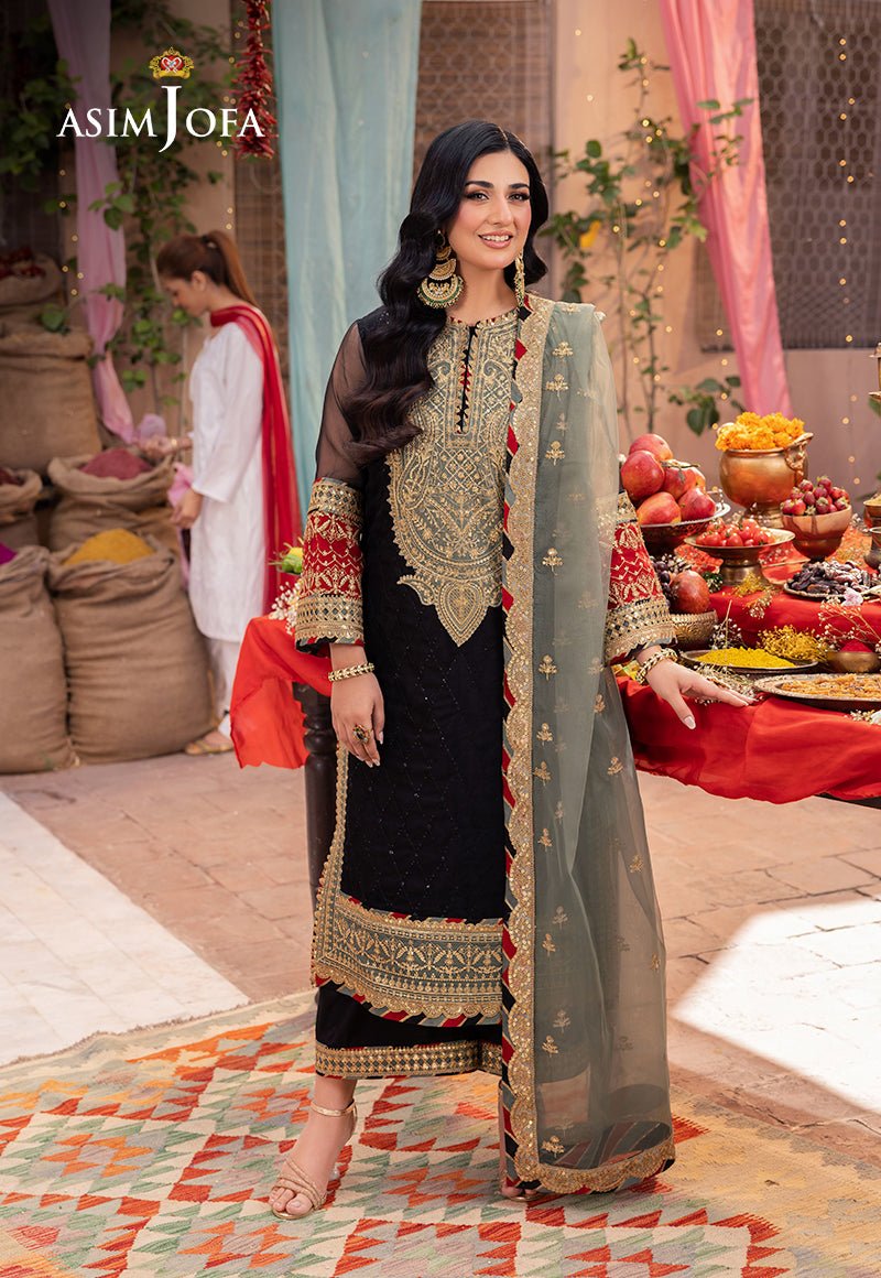 ASIM JOFA 3 PIECE EMBROIDERED ORGANZA SUIT (AJEM-15)
