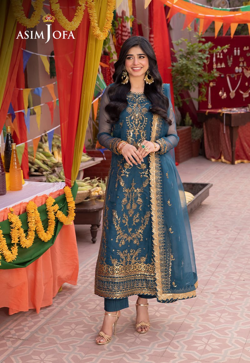 ASIM JOFA 3 PIECE EMBROIDERED ORGANZA SUIT (AJEM-13)