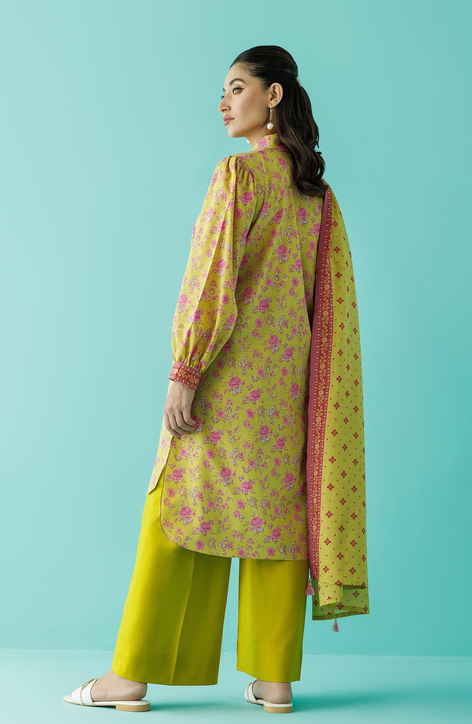 Orient 3 Piece Printed Lawn Suit (OTL-24-230/U-LIME-GREEN) gulbuy.com