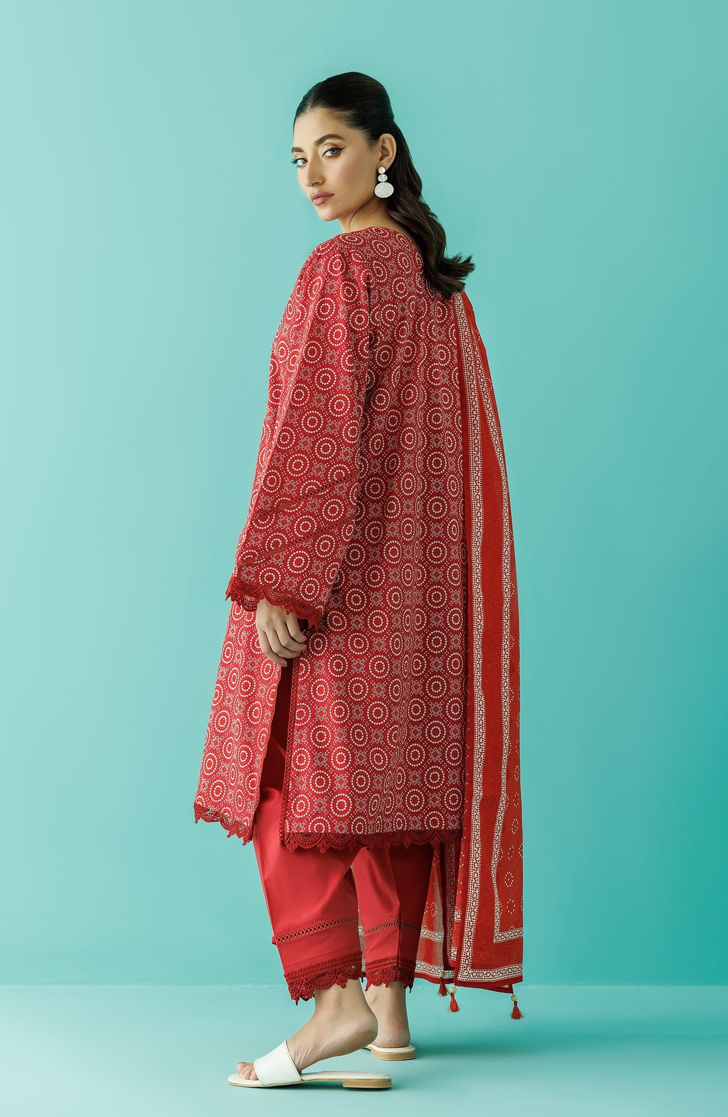 Orient 3 Piece Printed Lawn Suit (OTL-24-050/U-RED) gulbuy.com