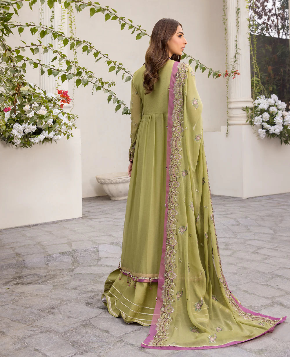 Xenia 3Pc Embroidered Chiffon Suit FUSEELAH gulbuy.com