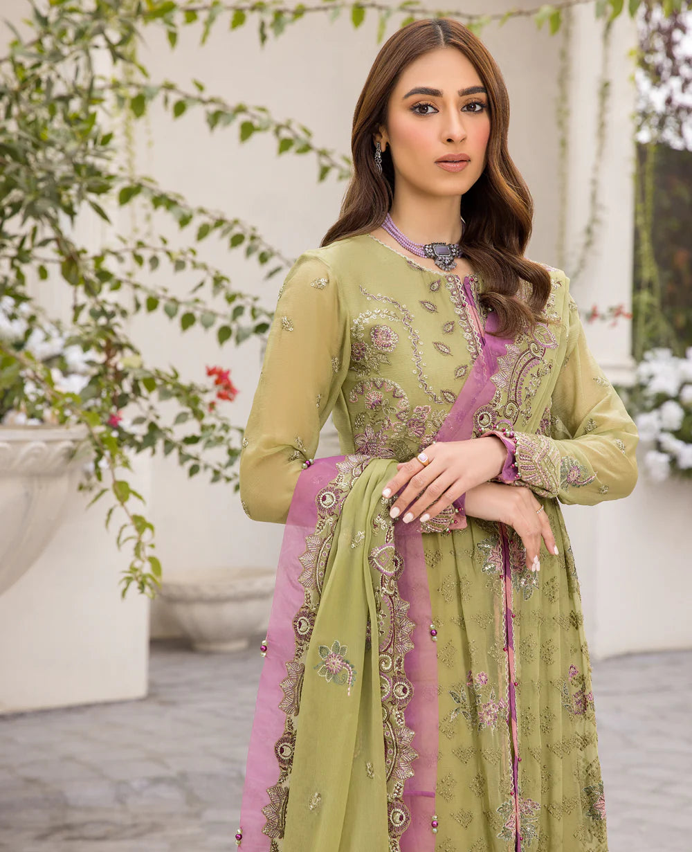 Xenia 3Pc Embroidered Chiffon Suit FUSEELAH gulbuy.com