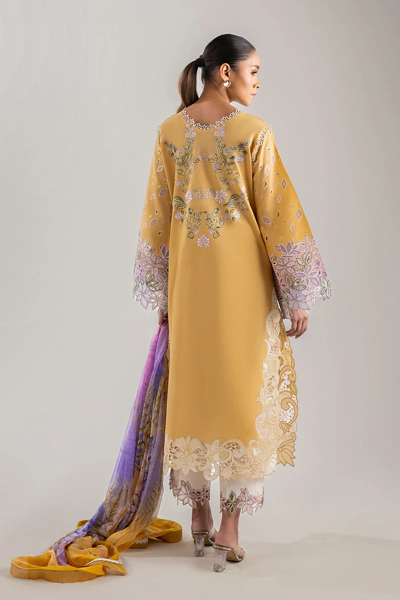 Mushq 3Pc Embroidered Lawn Suit Gold Glow gulbuy.com