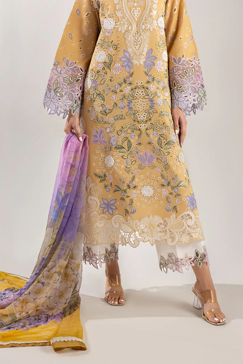Mushq 3Pc Embroidered Lawn Suit Gold Glow gulbuy.com