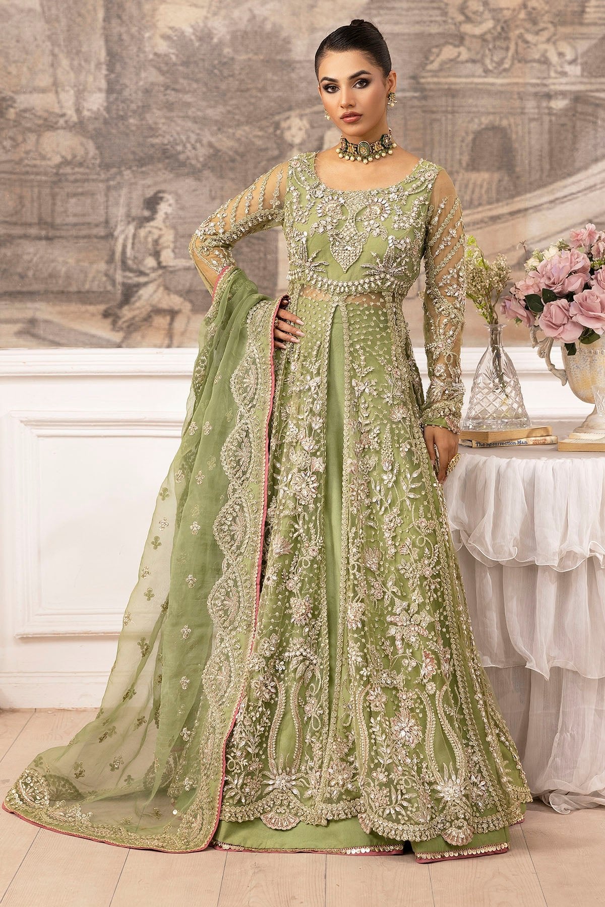 Motifz 3Pc Embroidered Silk Net Suit 4933-IYARA XL gulbuy.com