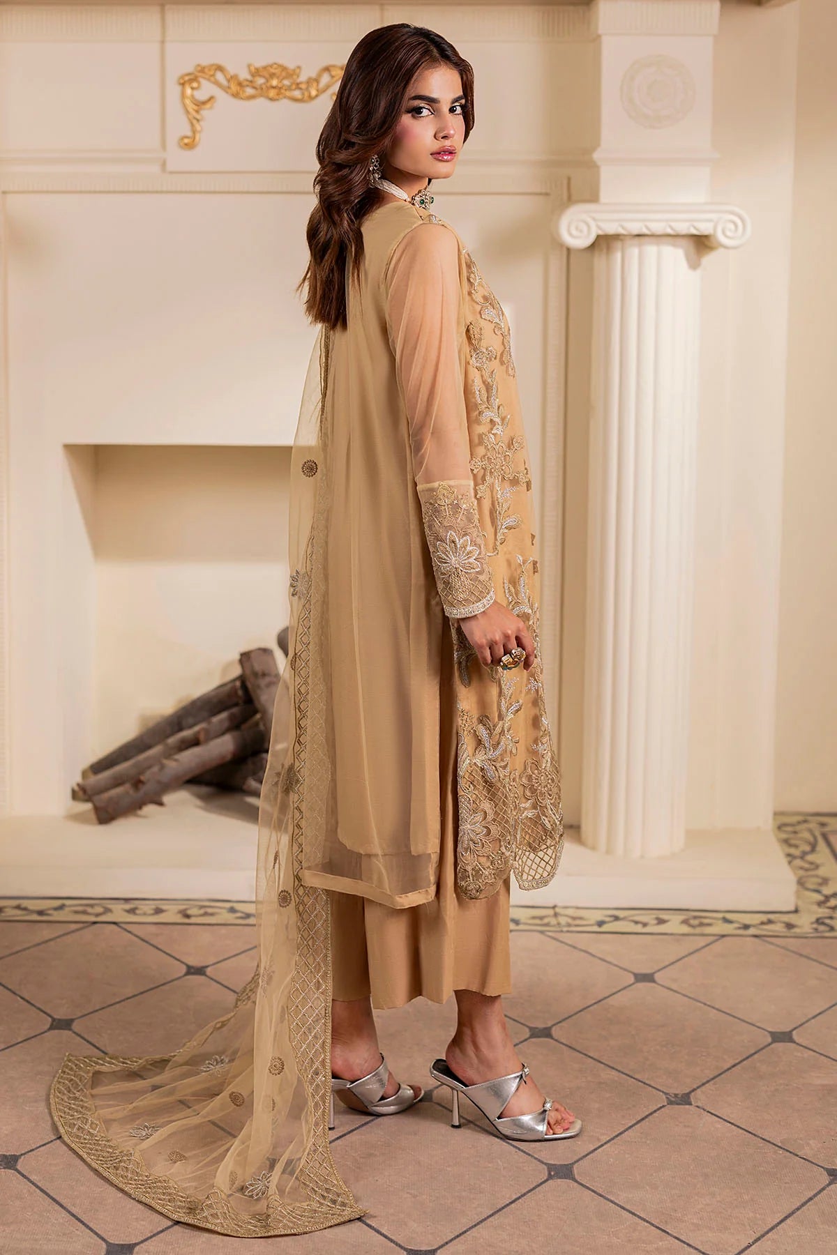 Motifz 3Pc Embroidered Silk Net Suit 5334-AYLA gulbuy.com