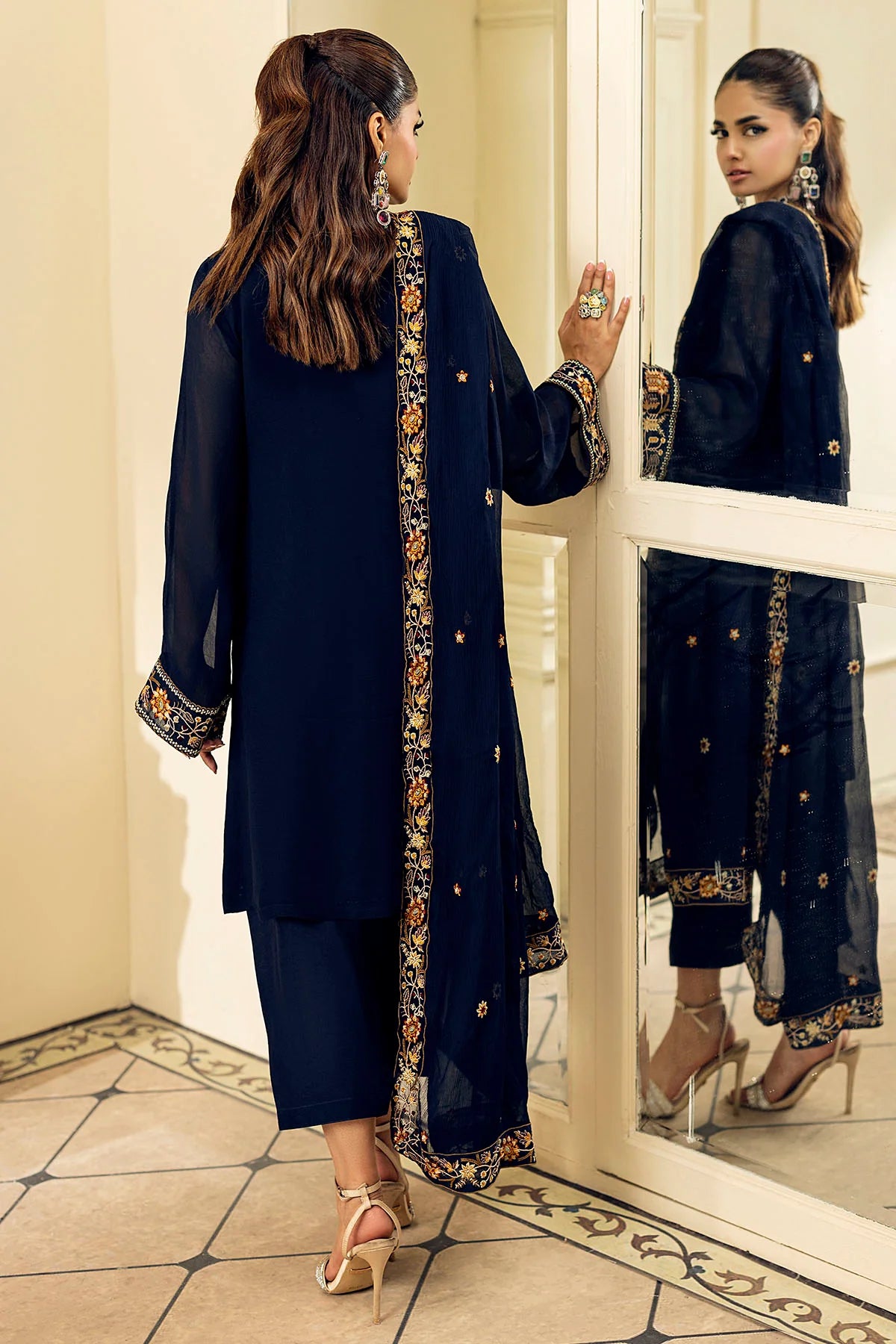 Motifz 3Pc Embroidered Chiffon Suit 5340-VALERIA gulbuy.com