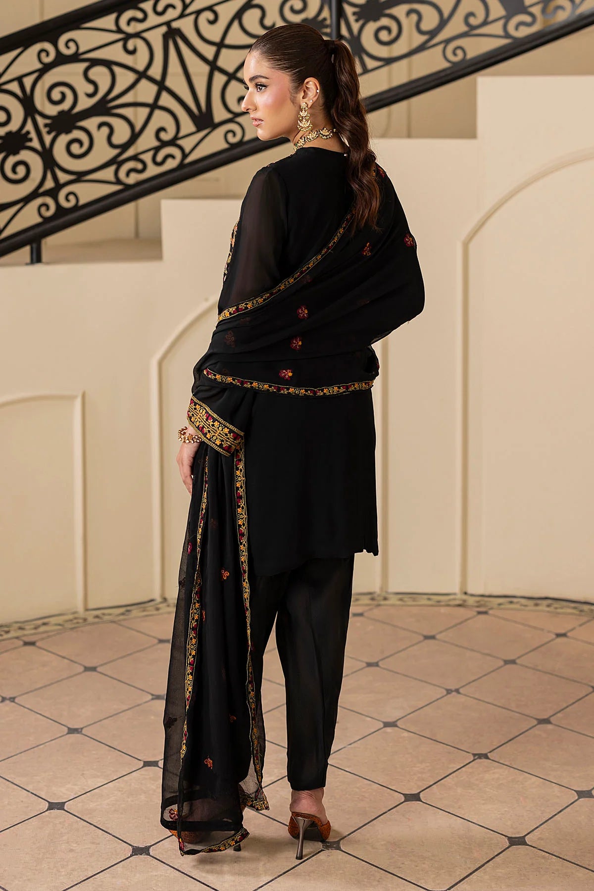 Motifz 3Pc Embroidered Chiffon Suit 5351-REENA gulbuy.com
