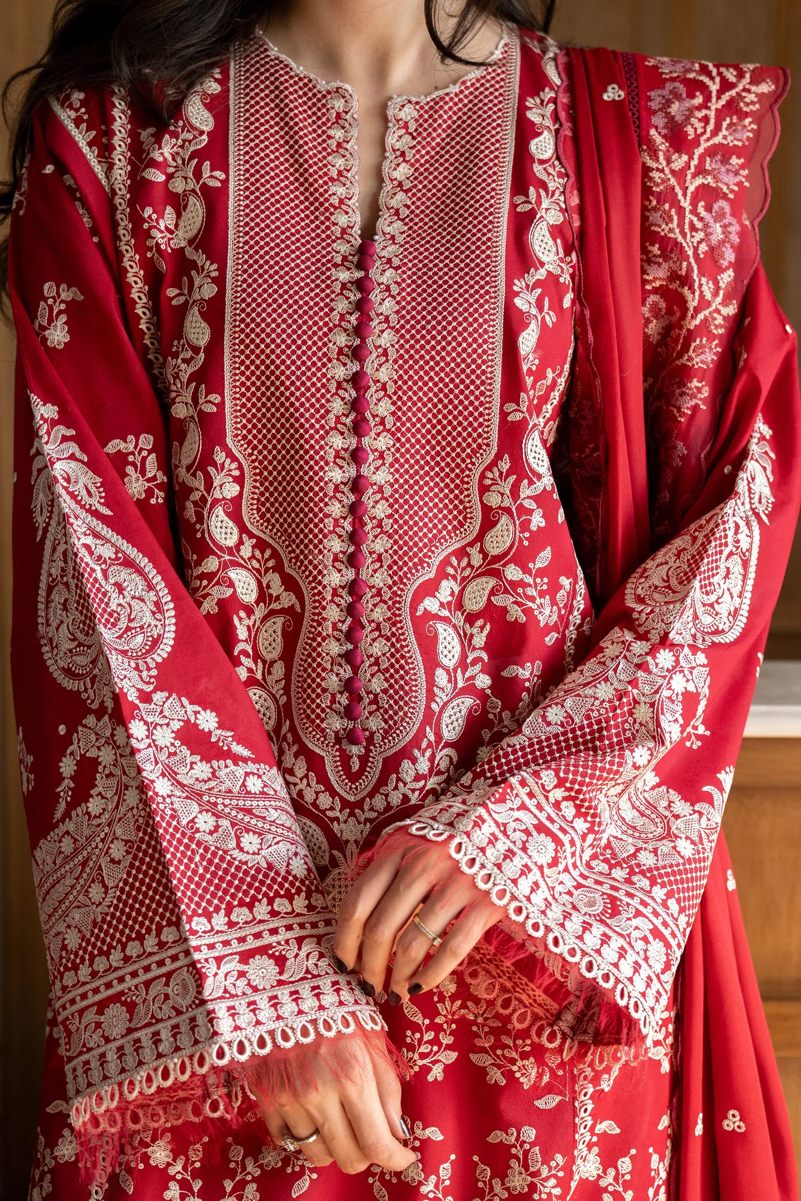 Zara Shahjahan 3Pc Embroidered Lawn Suit Mei-8A gulbuy.com