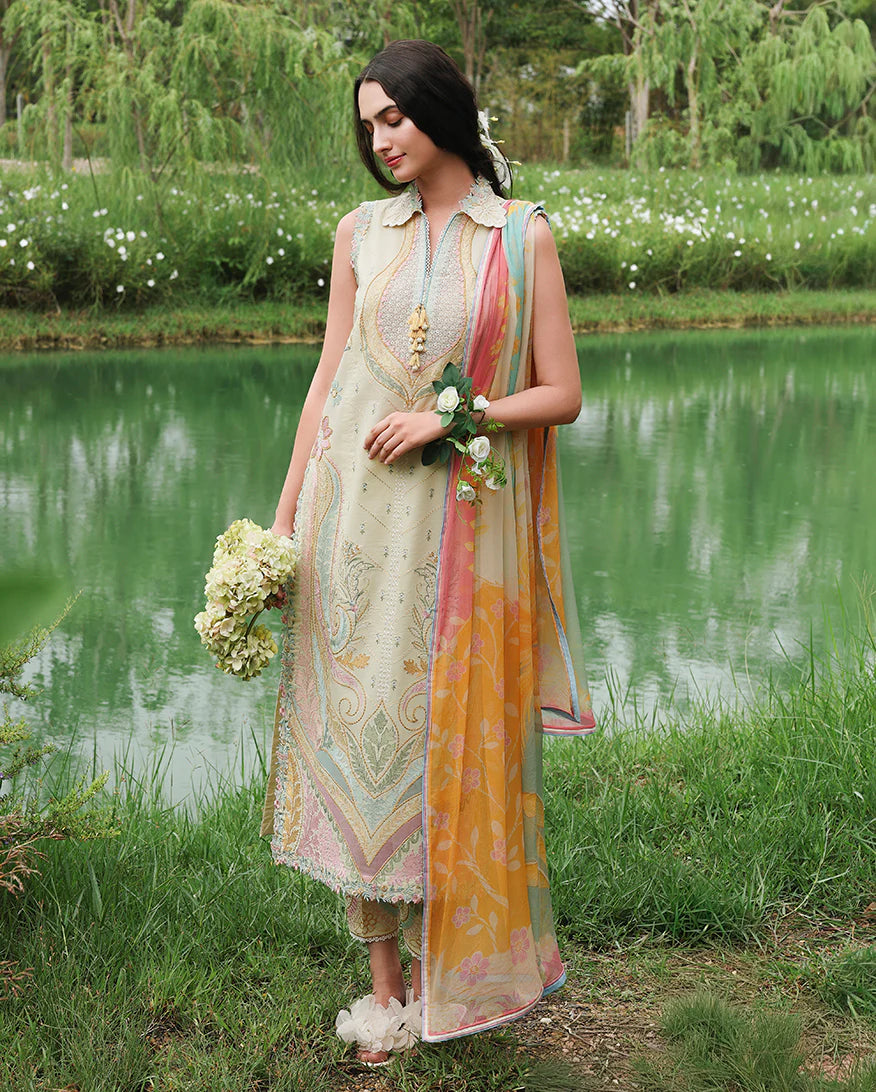 Mushq 3Pc Embroidered Lawn Suit Nocturne Flora
