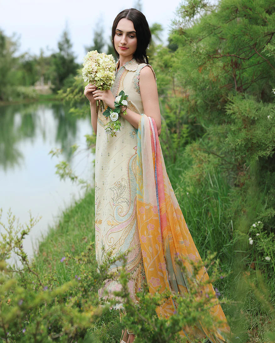 Mushq 3Pc Embroidered Lawn Suit Nocturne Flora