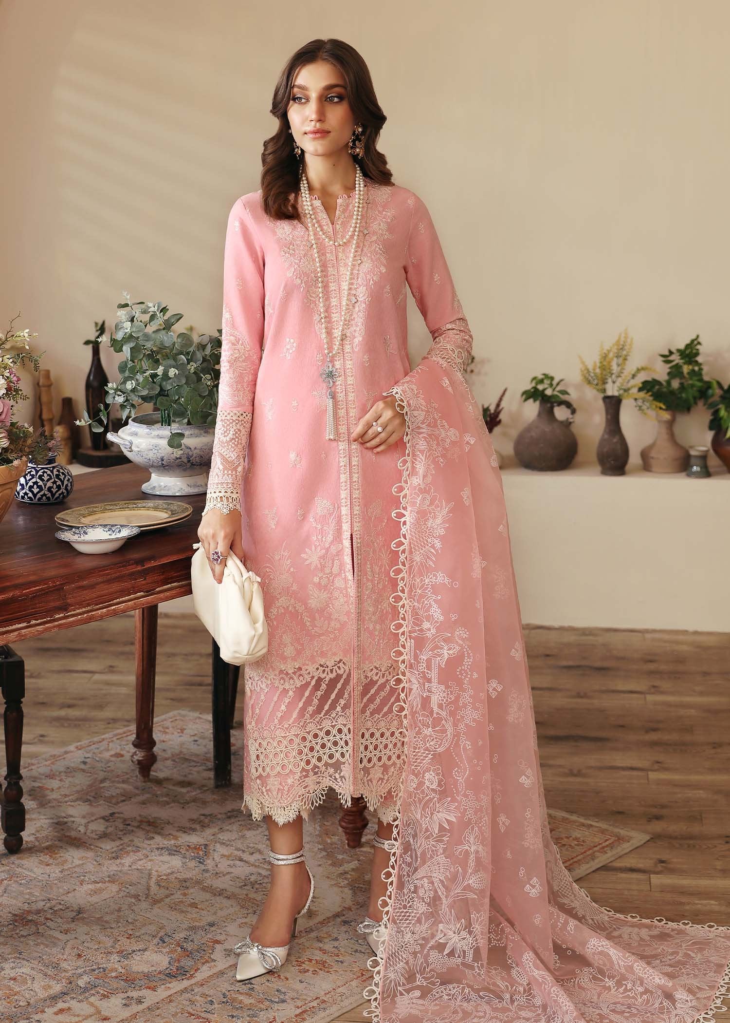KANWAL MALIK 3PC EMBROIDERED ORGANZA SUIT (Geneva)