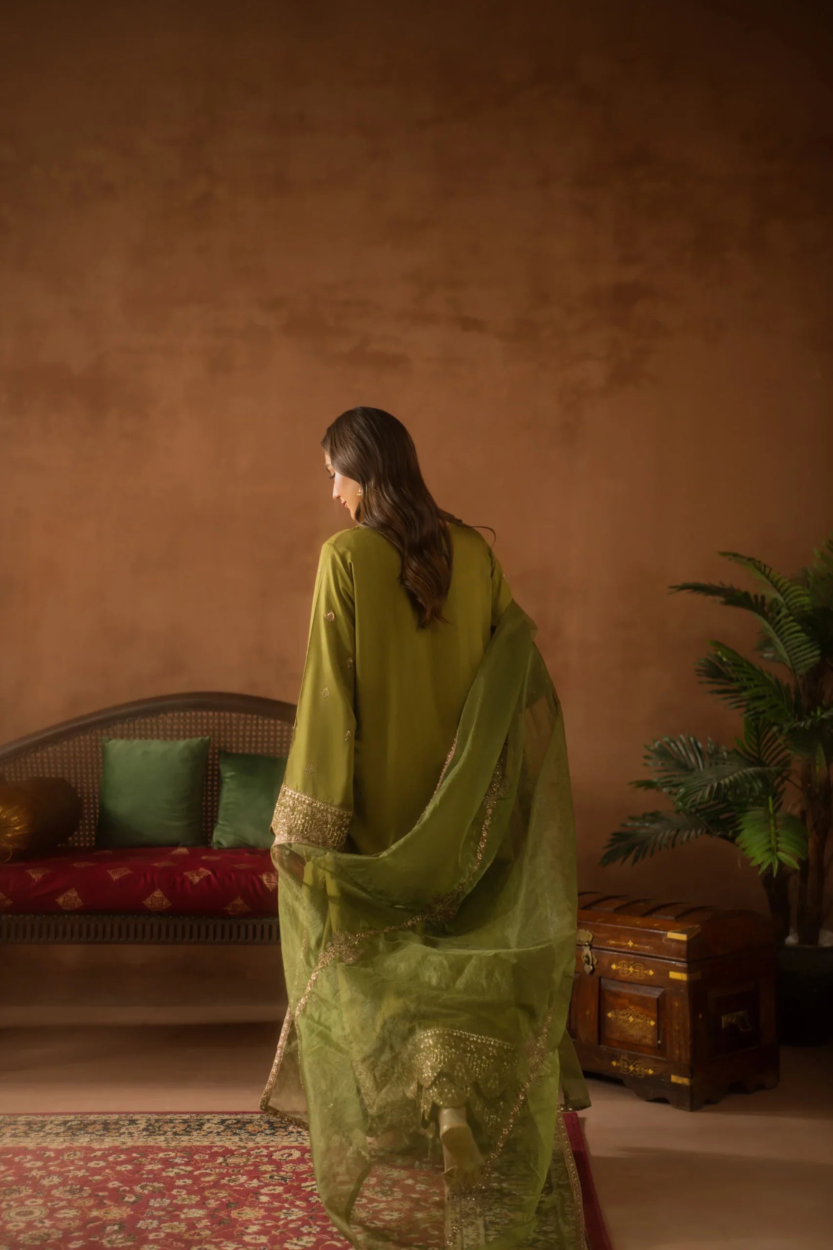Kastoor 3Pc Embroidered Silk Suit EF-259 gulbuy.com
