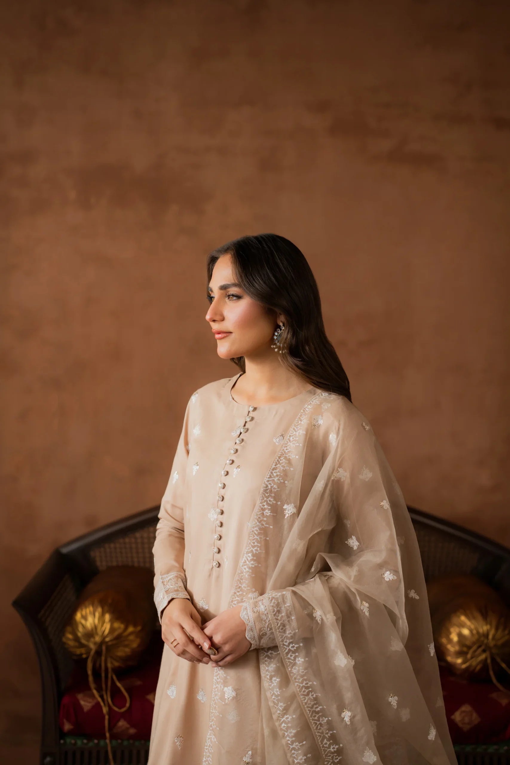 Kastoor 3Pc Embroidered Raw Silk Suit EF-261 gulbuy.com