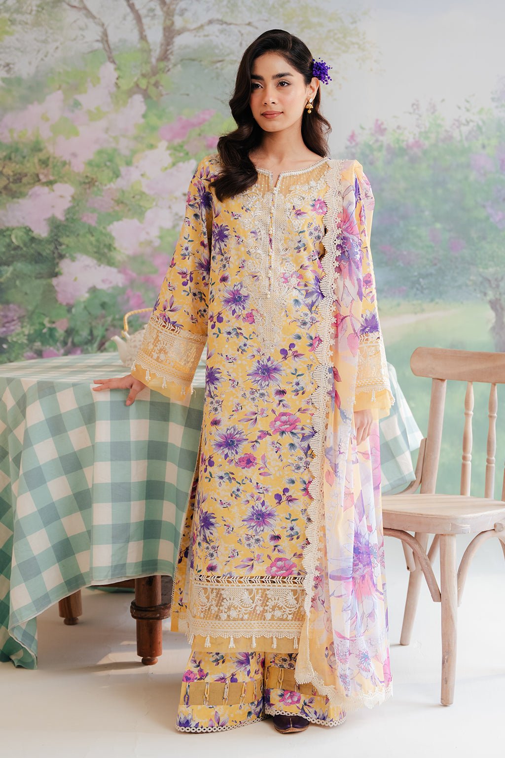 AFROZEH 3PC EMBROIDERED LAWN SUIT (631-Tuscany)