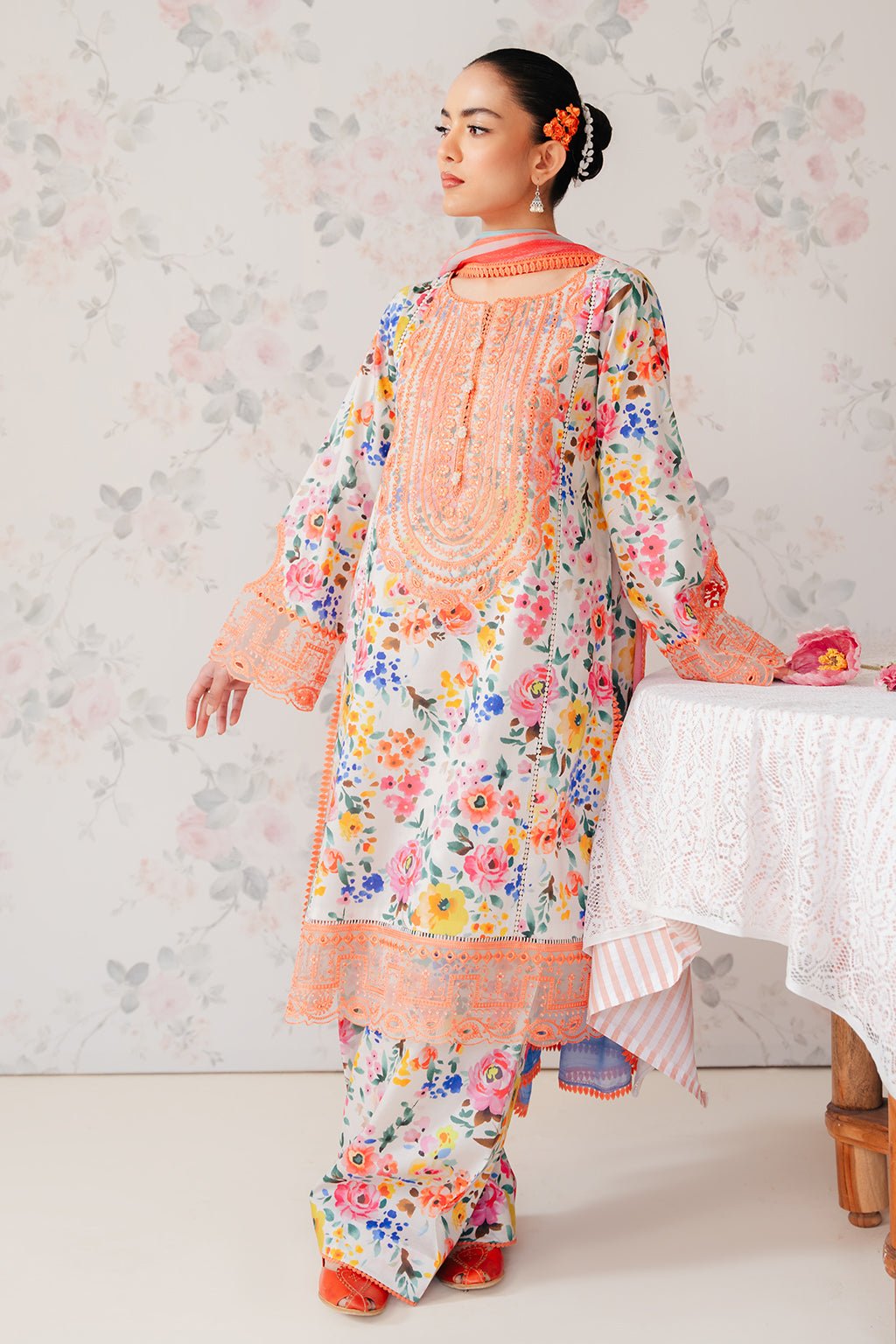 AFROZEH 3PC EMBROIDERED LAWN SUIT (636-Sundance)