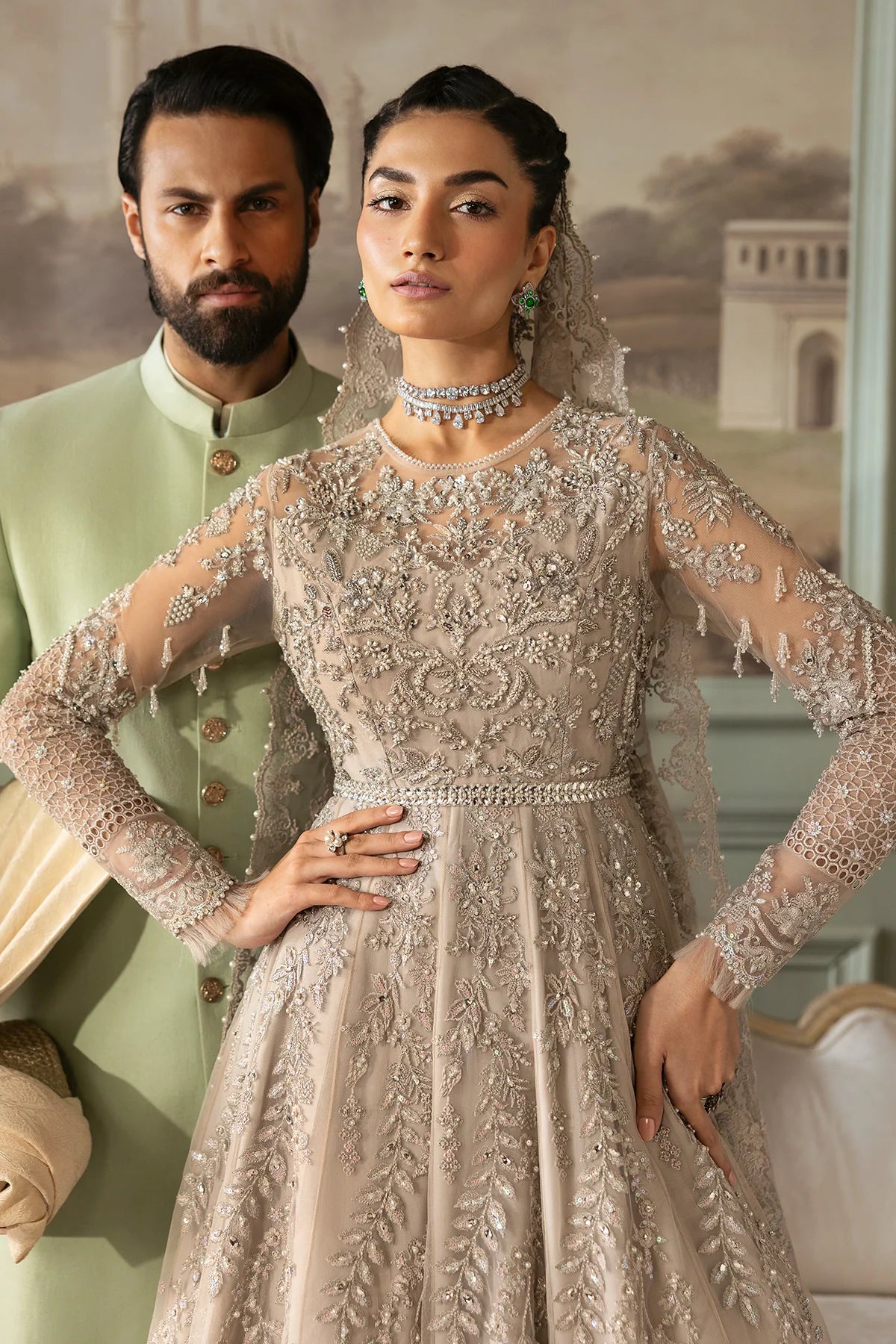 Imrozia 3Pc Embroidered Raw-Silk Suit SB-40 Tabaan gulbuy.com