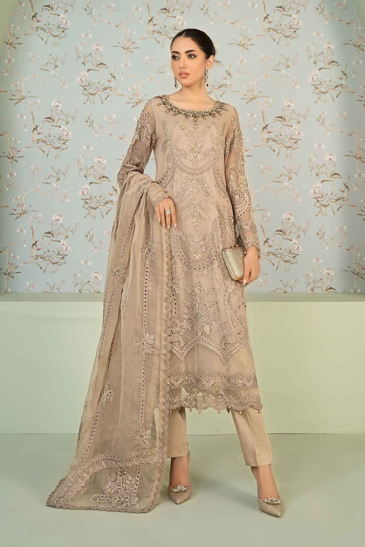 Maria B 3Pc Embroidered Chiffon Suit (SF-EA24-39)