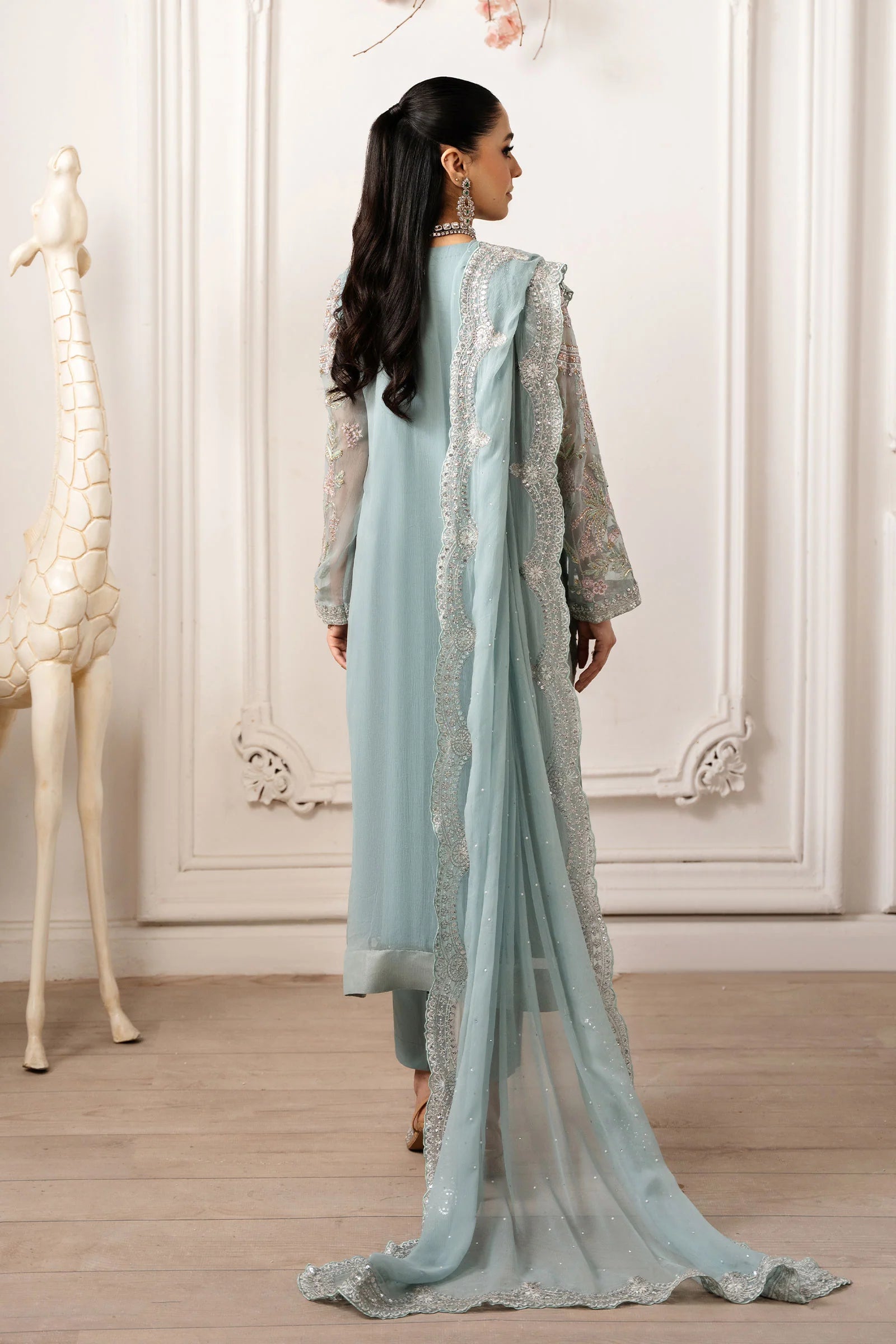 Maria B 3Pc Embroidered Chiffon Suit SF-EA25-20 gulbuy.com
