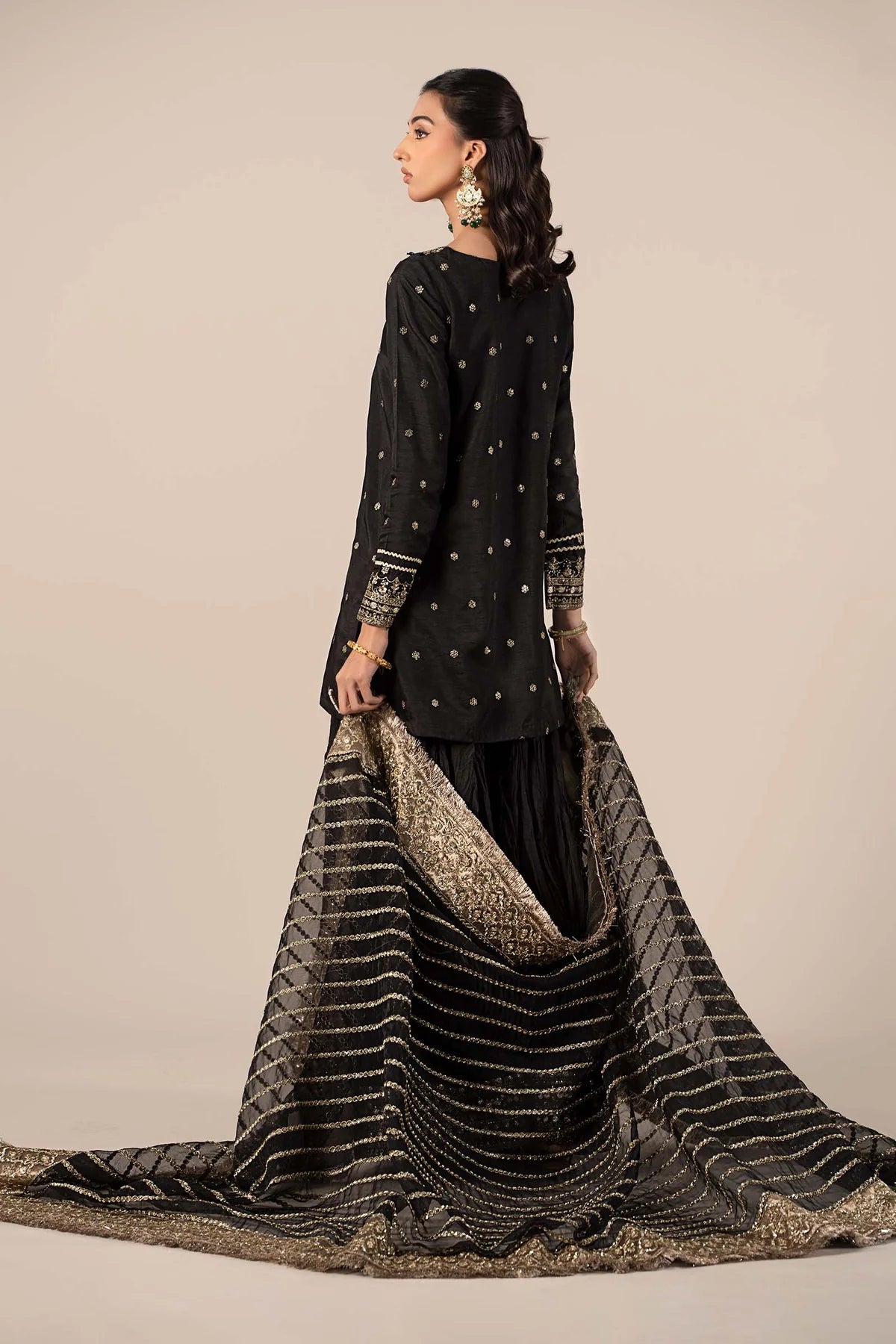 Maria B 3Pc Embroidered Raw Silk Suit SF-EF25-25 gulbuy.com