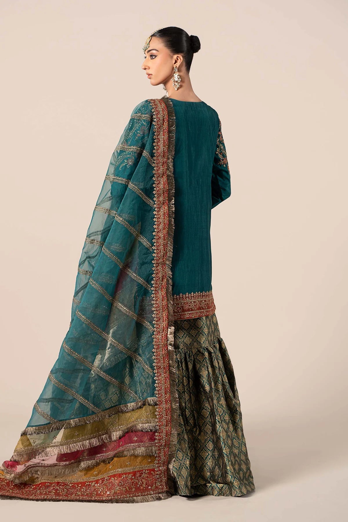 Maria B 3Pc Embroidered Raw Silk Suit SF-W24-25 gulbuy.com