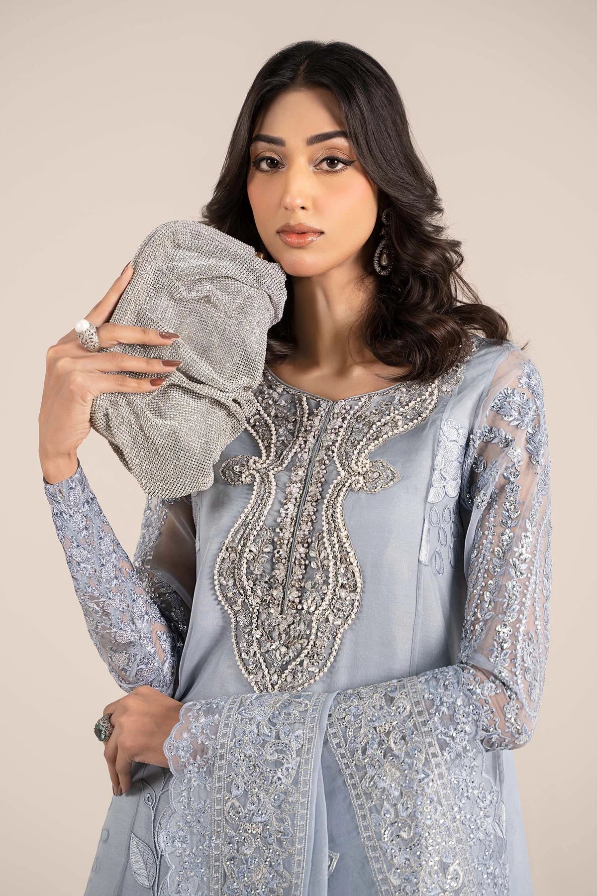 Maria B 3Pc Embroidered Organza Suit SF-EF25-51 gulbuy.com