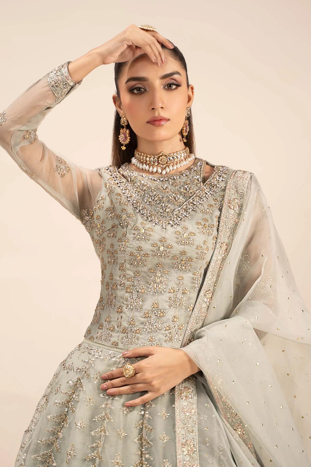 Maria B 3Pc Embroidered Organza Suit SF-EF25-55 gulbuy.com