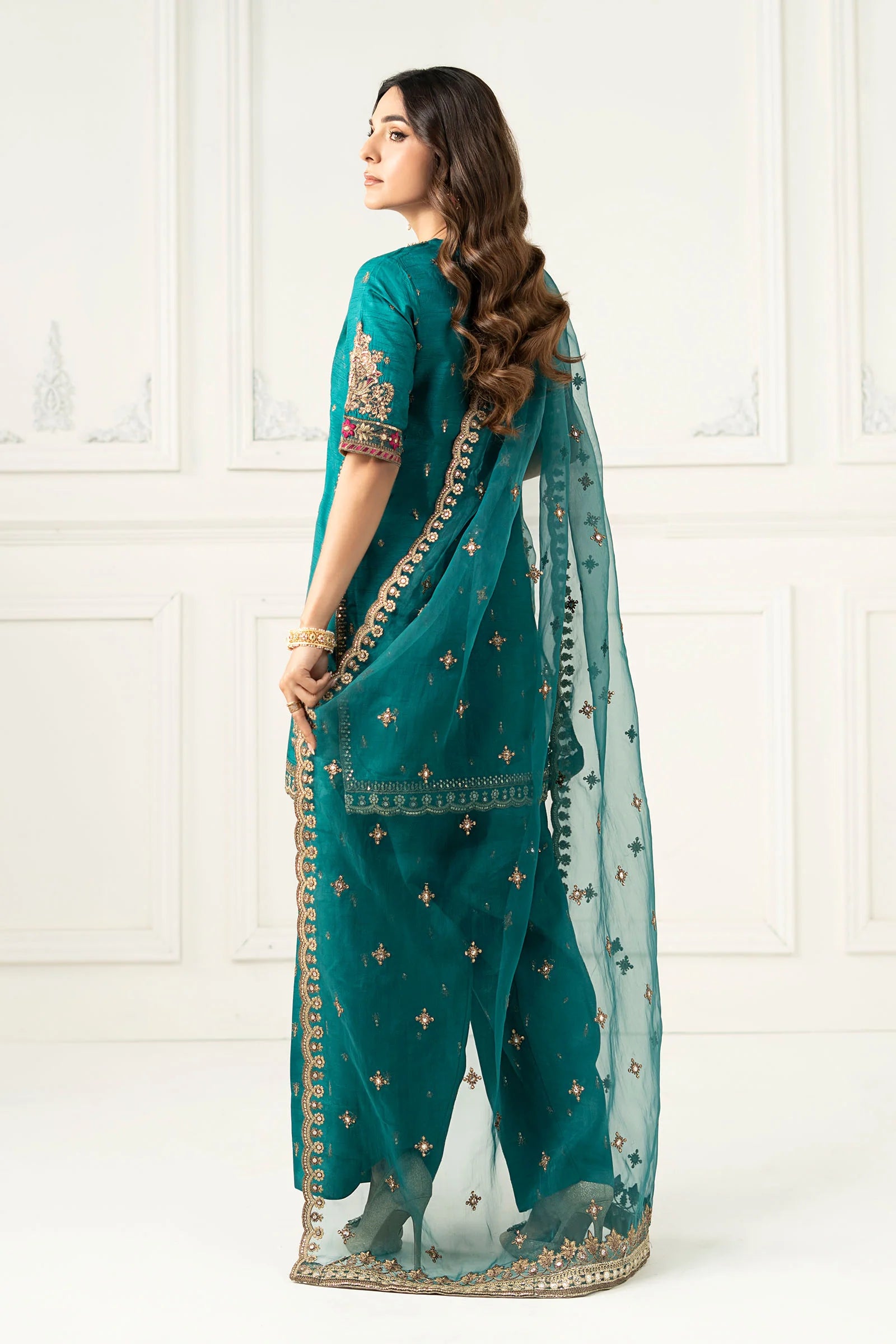 Maria B 3Pc Embroidered Raw Silk Suit SF-EF25-63 gulbuy.com