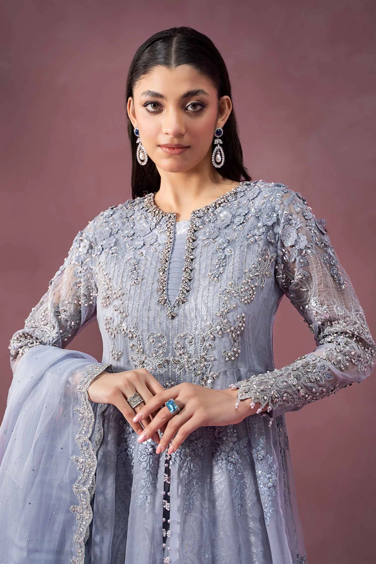 Maria B 3Pc Embroidered Jacquard Lurex Suit SF-W24-10 gulbuy.com