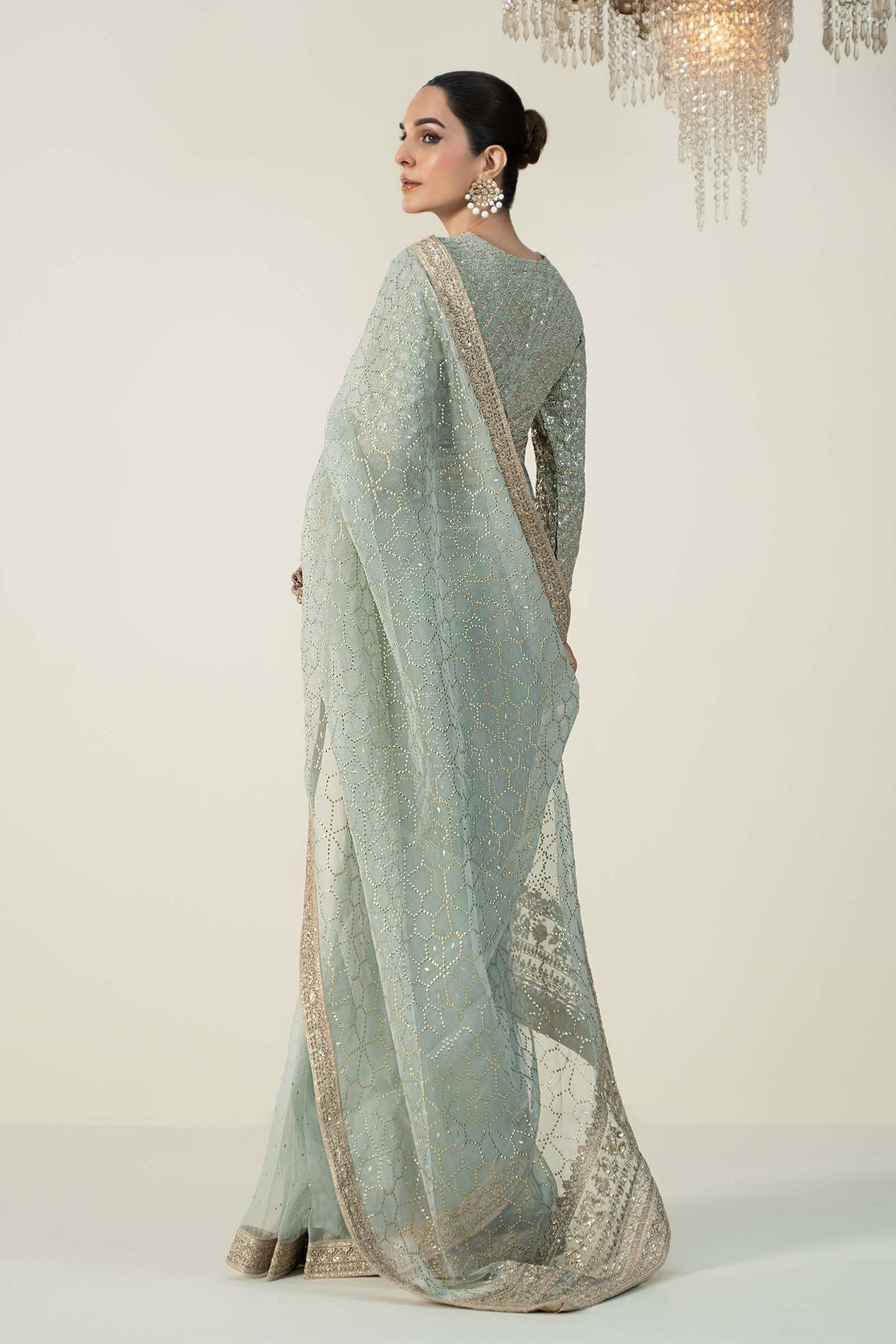 MARIA B 3Pc Embroidered Raw Silk Saree | SF-W24-15 gulbuy.com