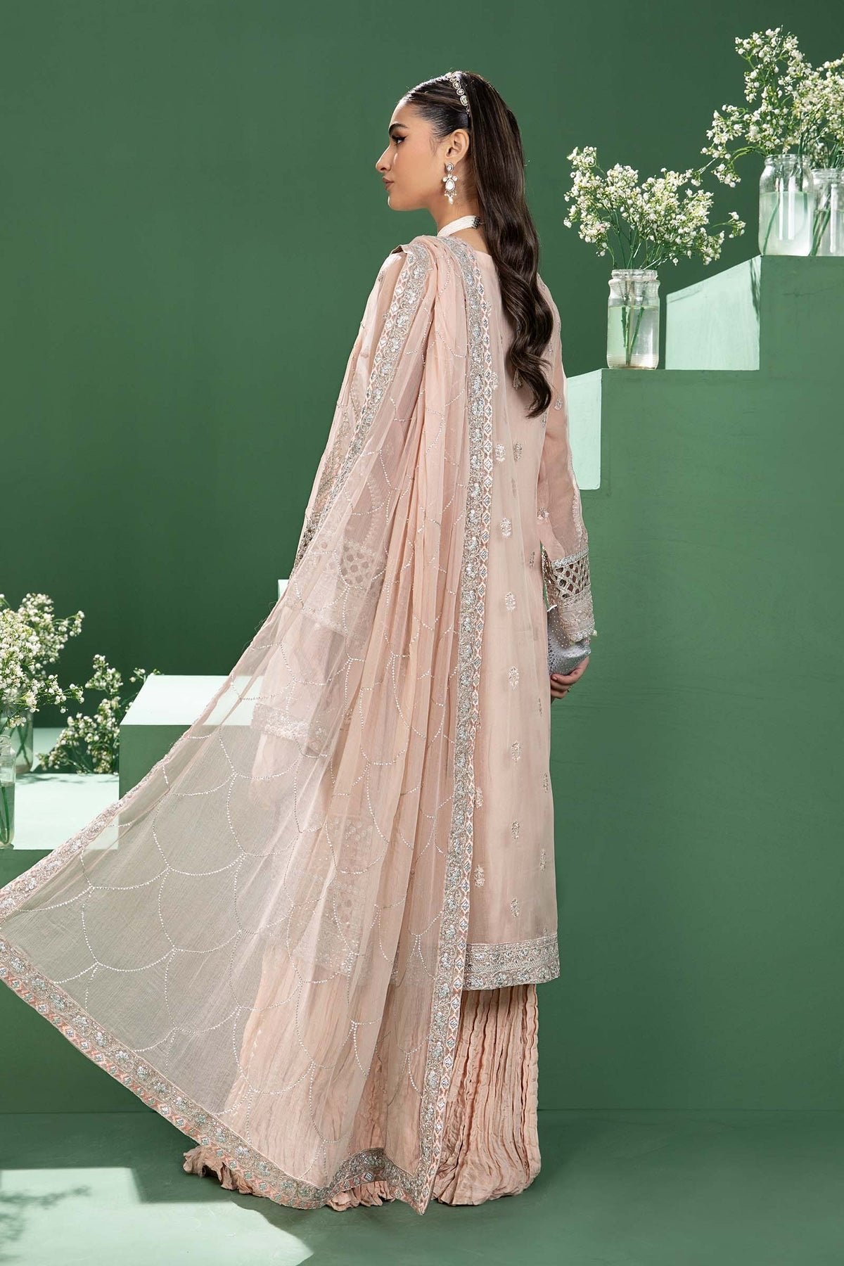 MARIA B Embroidered Organza Suit | SF-W24-18 gulbuy.com