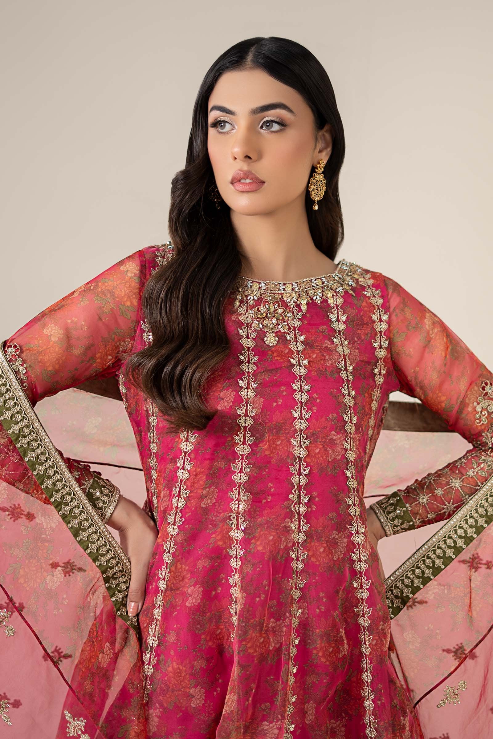 Maria B 3Pc Embroidered Organza Suit F-EF25-03 gulbuy.com
